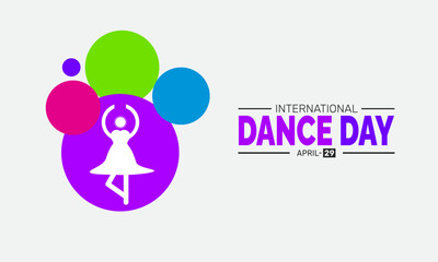 April is International dance day. holiday concept. suitable for placard, background,Greeting Card, Poster design template with text inscription, standard Social Media Post.