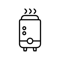 Boiler icon with steam symbols in modern minimalist design for heating solutions
