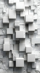 Abstract Geometric Pattern Of White Cubes