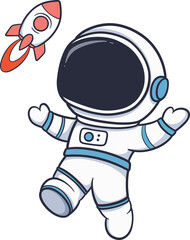 cute cartoon astronaut playing