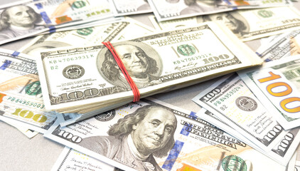 American dollar usa packs on money background. Financial concept