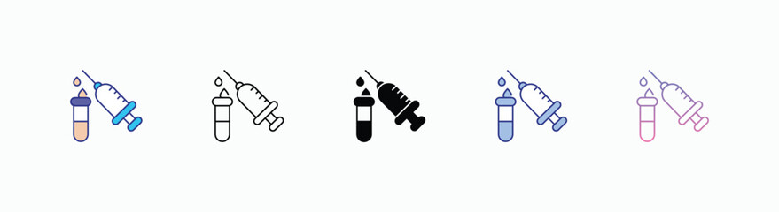 Blood Test icons set in different style vector stock 
