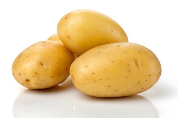 Fresh potatoes on white background