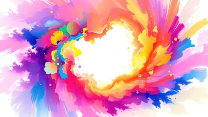 Obraz premium Abstract Colorful Watercolor Swirl Background with Empty White Space for Text