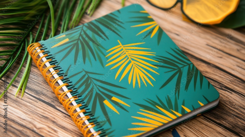 Poster stylish notebook with soft gradient tropical patterns