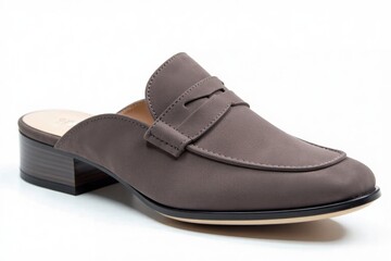 Elegant brown leather oxford shoe, isolated on white.