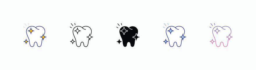 Tooth icons set in different style vector stock 