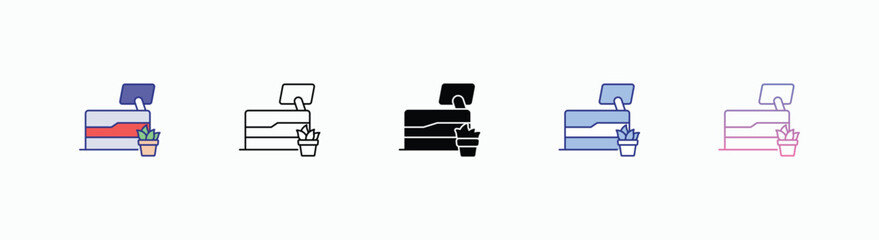 Hospital Reception Desk icons set in different style vector stock 