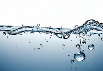 A high-speed shot of a water wave in motion, revealing the energy and grace of liquid movement. The suspended droplets add a sense of power and dynamism