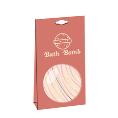 Fototapeta premium Body care, spa, relaxation. Box with transparent insert with cosmetic product. Cardboard box with a fragrant bath bomb. Cosmetic product.