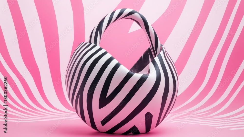Poster trendy handbag with dynamic patterns and bright colors