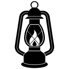 Minimalist Burner Lamp Silhouette Vector Icon White Background.