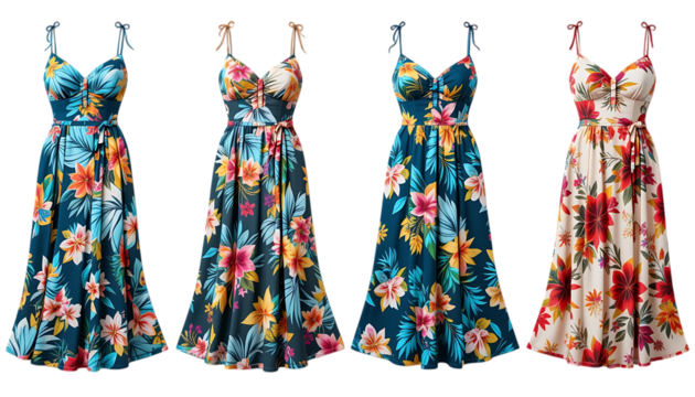 Collection of Tropical Sarong Dress isolated on png