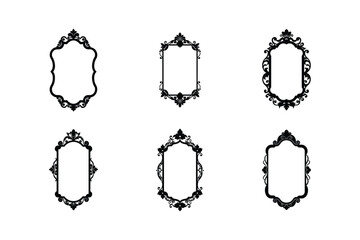 Ornate Rectangular Photo Frame with Florid Victorian Ornament &ndash; Classic Border Design in Vector Format