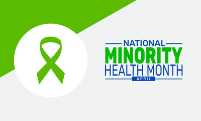 April is National Minority Health Month. Holiday concept. suitable for placard, background,Greeting Card, Poster design template with text inscription, standard Social Media Post.