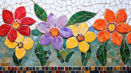 Vibrant Decorative Tile Pattern with Floral Motifs