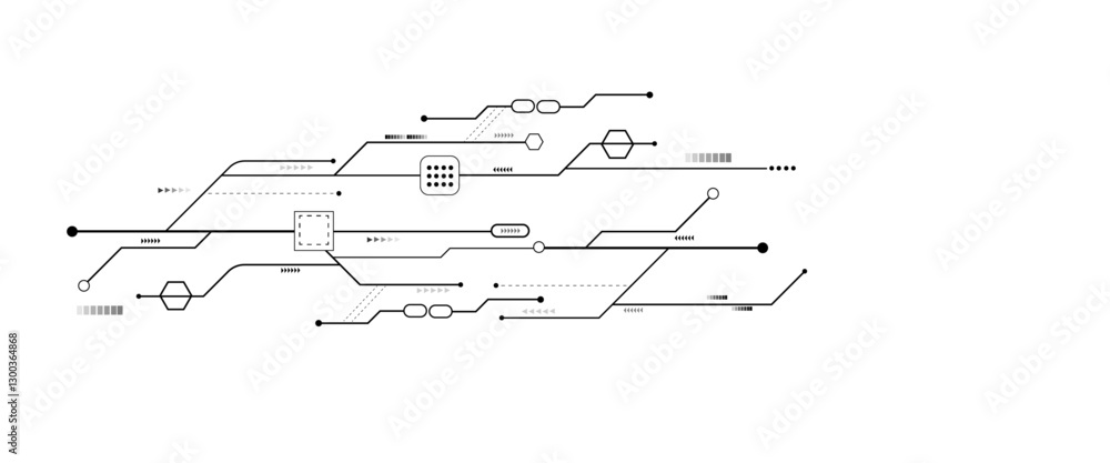 Aufkleber Vectors White Abstract geometric dots and lines connection circuit concept. Vector social network and connecting concept.