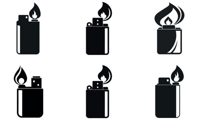 Set of Simple Black and White Lighter Icons