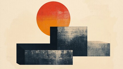Abstract Geometric Sun Scene