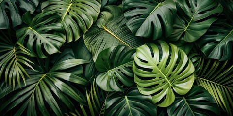 Obraz premium Tropical leaves creating a nature background 