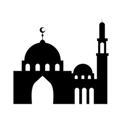 Islamic Mosque Silhouette Vector Set, Ramadan & Eid Mubarak Elements
