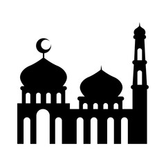 Islamic Mosque Silhouette Vector Set, Ramadan & Eid Mubarak Elements