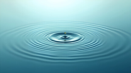Blue Water Ripples - Droplet Impact - Circular Waves - Calm Serene Minimalist Nature Photo
