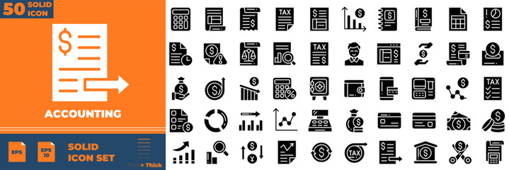 Accounting Solid Editable Icons set