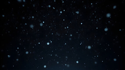 Abstract Dark Winter Night Sky with Falling Snow Particles Texture