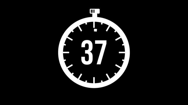 Countdown of exact 40 seconds graphic animation. Alpha channel. Transparent background motion design. 4K resolution