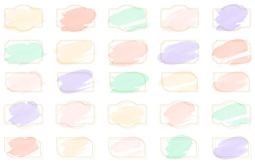 水彩カラフルなフレームベクターイラストセット 金色 ゴールド