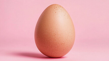 Fototapeta premium Simple brown egg placed against a soft pink backdrop creating a minimalist aesthetic