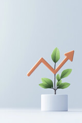 Growth and Progress Symbolized by Plant and Arrow