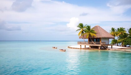 Obraz premium Tropical Island Getaway: Secluded Beach Bungalow