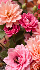 Fototapeta premium Closeup image of beautiful flowers wall background, vintage. with white shades