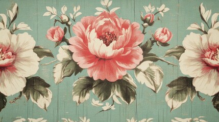 Vintage Floral Pattern with Bright Accents and Soft Light