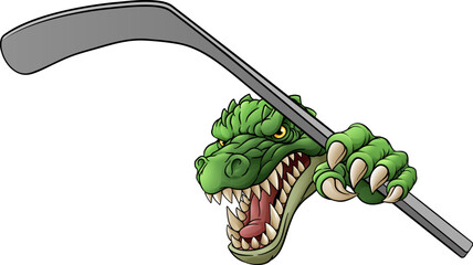 A crocodile, dinosaur or alligator lizard hockey sports mascot © Christos Georghiou