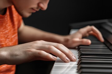 Obraz premium AI-Enhanced Music - A futuristic composer using AI algorithms to generate symphonies in real-time.