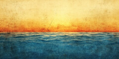 Naklejka premium Serene Ocean Horizon at Sunrise with Textured Vintage Finish