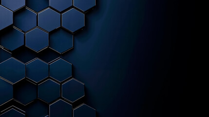 A dark blue background with a pattern of hexagons