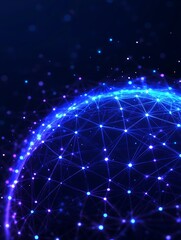 Obraz premium Glowing Digital Sphere with Interconnected Network and Points