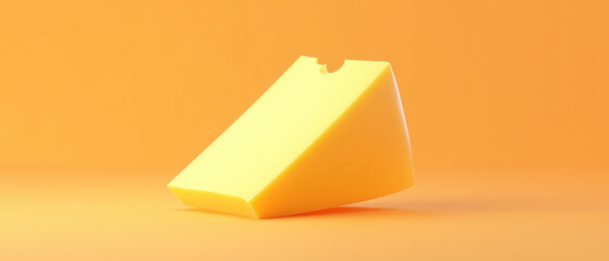 Sliced Cheese on Orange Background
