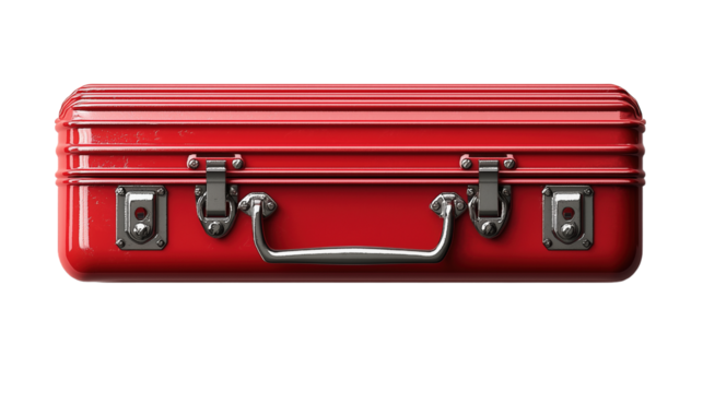 Red Metal Suitcase Vintage Style Case Metal Box Container