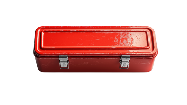 Red Metal Toolbox Isolated on Black Background Perfect for DIY Repair and Mechanic Concepts