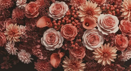 Exquisite floral composition featuring roses dahlias calla lilies and delicate foliage