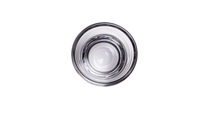 high angle of water glass on isolated transparent background