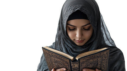 Serene Muslim Woman Reading Holy Quran Islamic Spirituality Faith Peace Religion