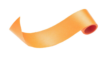 Bright orange satin ribbon for crafting, decorating, and gift wrapping, ideal for special occasions and celebrations throughout the year, cut out