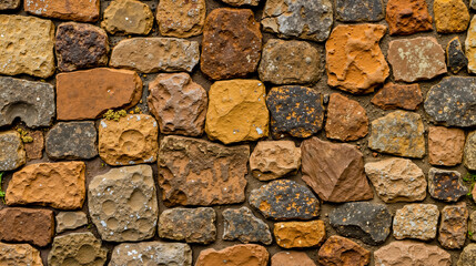 Obraz premium A close up of a stone wall with moss growing on it