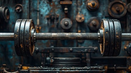 Lower lat detail during straight arm pulldown, rim lighting, industrial backdrop